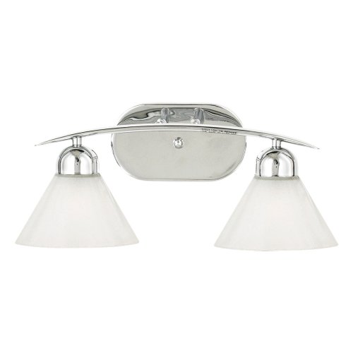 Quoizel DI8502C Demitri 8-Inch Bath Bar with Two Lights with White Seedy Sandstone Glass, Polished Chrome Finish