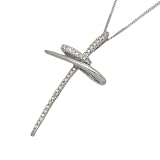 9ct White Gold 0.10 Ct Diamond Cross Pendant 18 Chain