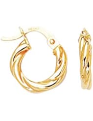 14K Yellow Gold Polish Twisted Hoop Like Children Earring