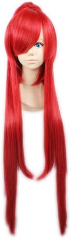 40" 100cm Red Long Straight Clip On Ponytail Anime Cosplay Styling Full Wigs