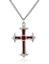 Bob Siemon Red Fleur-de-Lis Cross Pendant Necklace, 20"