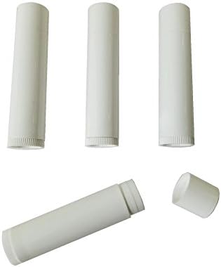 DIY Natural Products 25 Piece White Mini Lip Balm Holder Tubes &amp; Lids 0.15 oz USA Made of BPA|BPS Free PP Perfect For Organic Salves Lip Plumper Non(Oval Metal Tin Amber Glass Jar Pots Chap Stick Eos)