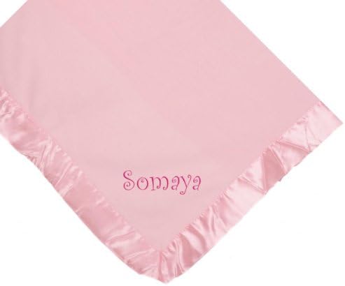 Somaya Girl Embroidery Microfleece Satin Trim Baby Embroidered Pink Blanket