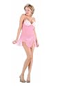 2 PC. Underwired satin trim chemise with embroidered flocked hearts, and matching G-string.