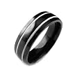 Stainless Steel Black Ring - Size: 8-11