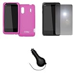 EMPIRE Hot Pink Silicone Skin Case Cover + Mirror Screen Protector + Retrac ....