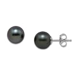 Tahitian Black Pearl Earrings in 14K White Gold