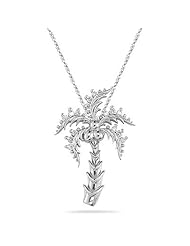 0.17 Cts Diamond Palm-Tree Pendant in 14KWhite Gold