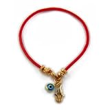 Leather Vermeil Turquoise Evil Eye and Hamsa Kabbalah Bracelet, 7 inches /17.78 cm