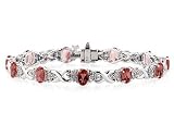 14k White Gold Diamond and Garnet Bracelet