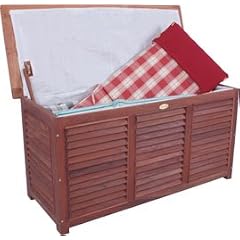 Auflagenbox, Kissenbox, Gartentruhe, Kissentruhe mit Folieninnentasche, Edelholz