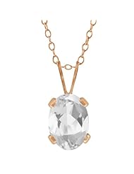 0.95 Ct Oval Shape White Topaz Rose Gold Plated Silver Pendant
