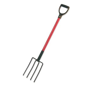 Bully Tools 92370 6-3/4-Inch Wide 4 Tine Spading Fork with D-Grip Fiberglass Handle