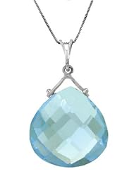 14K Gold Necklace with 8.5ct Natural pear-shaped Blue Topaz