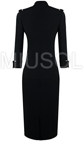 Womens Black Stand-up Collar 3/4 Sleeve Slim Fit Pencil Dresses