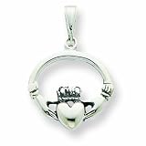 Sterling Silver Antiqued Claddagh Pendant