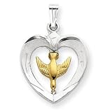 18k Gold -plated & Sterling Silver Dove Heart Pendant