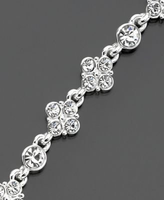 Givenchy Silvertone Crystal Cluster Bracelet