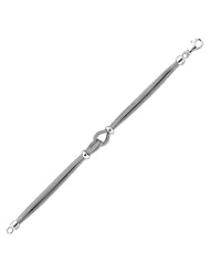 Silver 7.50" With Rhodium Finish 4 Strand Round Wheat Bracelet Loop With Pear Shape Clasp