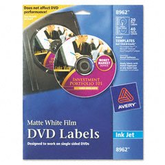 Avery DVD Labels Matte White for Ink Jet Printers