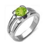 7MM 1.25 CT Peridot Ring In Sterling Silver (Available In Sizes 6 - 9)