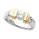 Certified Round Diamond Engagement Solitaire Ring ( 1.01 Ct F-SI2) 14k White Gold Channel Set Bezel