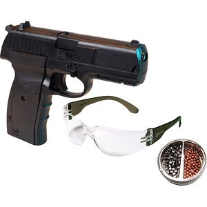 Crosman 1088 8-Shot Semi Automatic Air Pistol with Shooting Glasses and Ammo