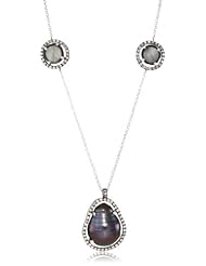 Jordan Alexander "Slice" Silver Chain with Exterior Navy Pearl Slice Pendant Necklace