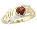 Garnet and Diamond Heart Shaped MOM Ring