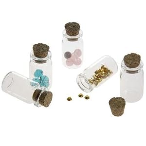 5 minis pendentifs fioles bouteilles flacons en verre création bijoux fimo - 22 x 40 x 12.5 mm