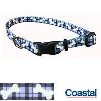 Pet Attire Styles Plaid Bones Adjustable Dog Collar Size from 18 to 28 Inches with a Width of 1 in.