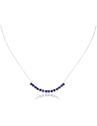 Sterling Silver Created Sapphire Bar Necklace, 18"