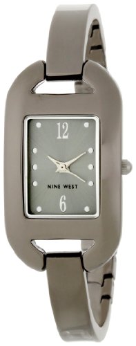 Nine West Women's NW1141GNGN Gun Metal Rectangular Grey Dial Bracelet Watch