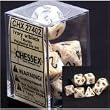Chessex Dice: Polyhedral 7-Die Marble Dice Set - Ivory with Black