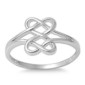 Hearts Infinity Fusion Ring Sterling Silver 925 (Sizes 4-13)