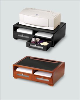 Desktop Printer Stand w/ Drawers- Black