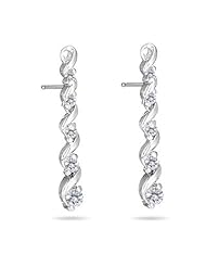 1/4 Cts Diamond Journey Earrings in 14K White Gold