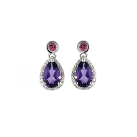 14k White Gold Amethyst and Pink Tourmaline Earrings by Amazon.com Collection