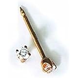 Inverness 24kt Gold Plated 2mm CZ Piercing Earrings 37C