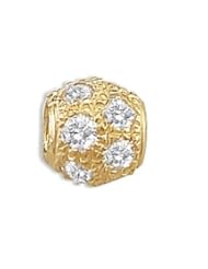 CZ Bead Charm 14k Yellow Gold Ball Slide Pendant Cubic Zirconia