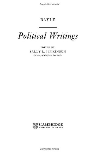 Bayle: Political Writings (Cambridge Texts in the History of Political Thought)