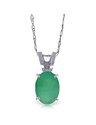 14K Gold Necklace with Natural oval-shaped Emerald Pendant