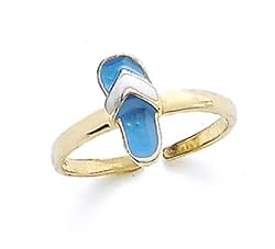 14k Created Turquoise Flip-Flop Toe Ring - JewelryWeb