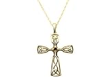 9ct Yellow Gold Celtic Garnet Cross Pendant