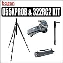 Manfrotto Pro 055XPROB Tripod in Black Outfit With 322RC2 Grip Action Head and MBAG80P Case & Monopod