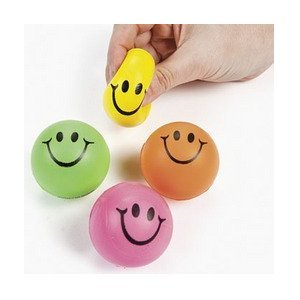 Mini Neon Smile Face Relaxable Balls (2 dz) by Fun Express