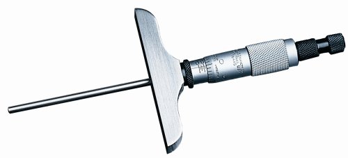 Starrett 445BZ-6RL Depth Micrometer Gauge With Case Ratchet-Stop Thimble And Lock Nut 0001 Graduation 0-6 Range 4 Base Size