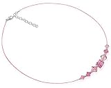 Sterling Silver Pink Crystal Necklace Made with Swarovski Elements