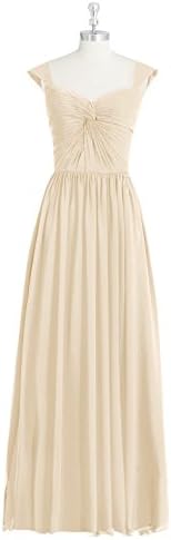Emyrin Floor-length A-line Champagne Bridesmaid Dresses Neckline Zipper Up Back