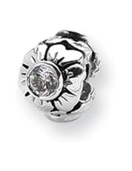 Clear CZ, Floral Charm in Silver for 3mm Charm Bracelets